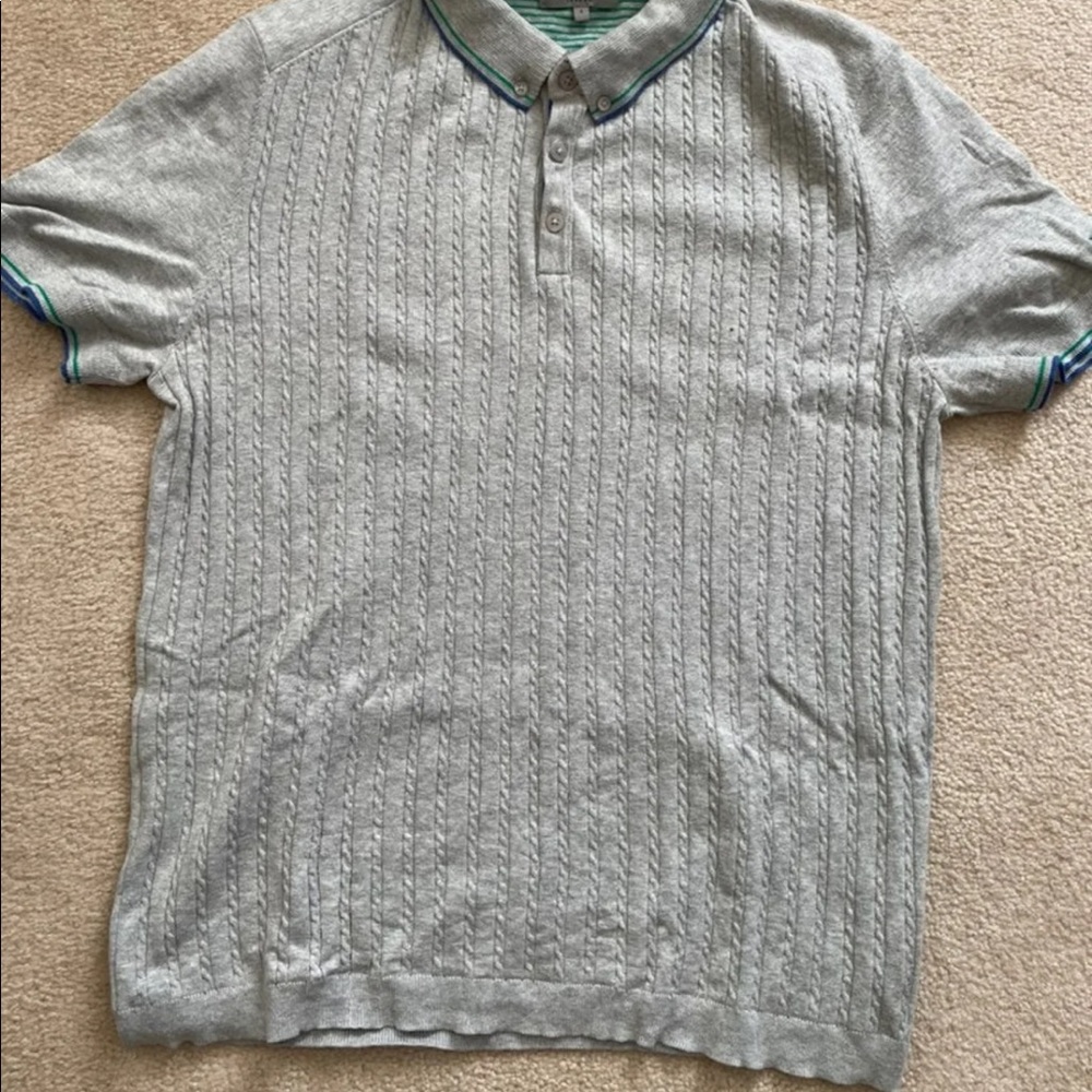 Ted Baker London button down collar knit polo shirt.